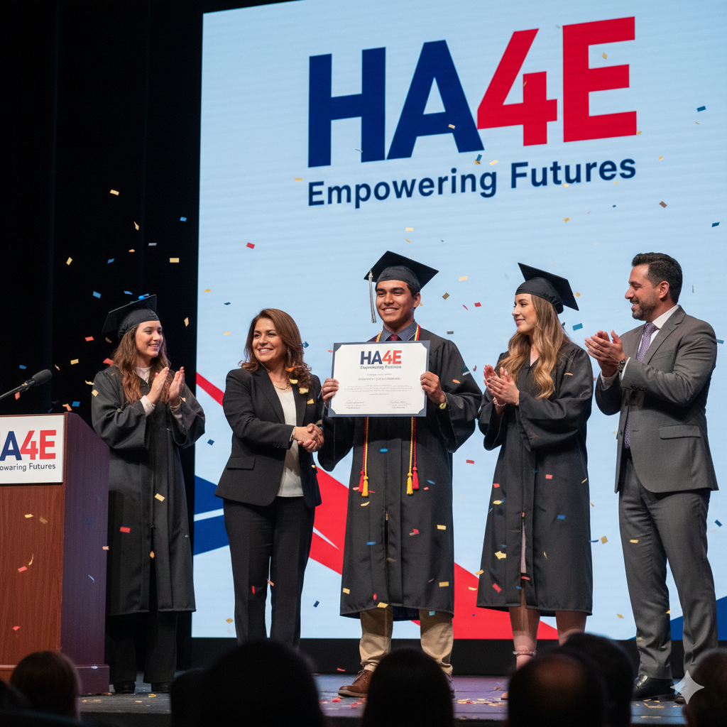 Students receiving scholarships and celebrating educational achievements